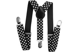 axy Kinder Jungen Hosenträger-Y Form breit 2,5 cm mit 3 Starken Clips, kombinierbar mit Fliege - Uni Farben HTK25-1