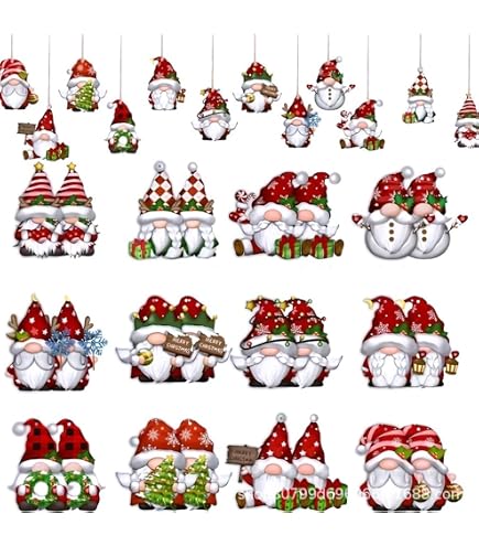 Lot De 32 Décorations De Noël En Bois à Suspendre - 12 Pendentifs Vintage + 4 Anges Pour Sapin, Porte, Fenêtre - 10