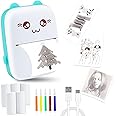 Bunnyboo Mini Thermal Printer, Bluetooth Labler Maker, Portable Label Printer, Mini Printer Compatible with Android and ios, Printable Photos, Lists, QR Codes, Notes (Blue)