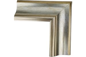 ITALIA CORNICI Maestri Artigiani - Cornice in legno da parete per Quadri tutte le misure, con Passepartout, Oro Argento Noce Azzurro (60 x 80 cm, ARGENTO)