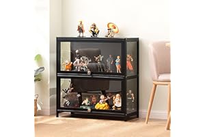 Hynbdes Acrylic Display Cabinet - Living Room, Tough Texture, Sealed and Dustproof, Suitable for Various Scenarios (Two Tiers Black 70*33*73 Transparent on Three Sides)