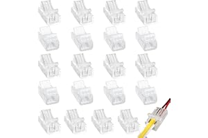 Clearhill 2-polig transparent lödfri LED-ljusbandsanslutning, 20-pack – 8 mm gapless snabbadapter för vattentåliga/ovattentål