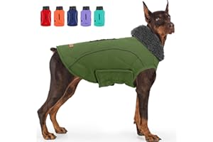 EMUST Dog Winter Jackets, Small/Medium/Large Dog Coat for Winter, French Bulldog Clothes for Dogs, Dog Warm Jacket for Large Dogs, Green, XL