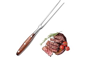 NOKWOCY Fleischgabel,30cm Edelstahl-Fleischgabels mit Holzgriff,Fleischgabel Edelstahl,für Steaks,Braten,Brathähnchen & Gemüse - Rostfreier Bratengabel mit langer Zinken zum Wenden und Fixieren