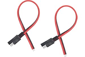 PNGKNYOCN Lot de 2 câbles de connecteur SAE 12V 14 AWG SAE 2 broches à connexion rapide Câble d'extension de prise de déconnexion rapide pour motos, voitures, tracteurs (30 cm)