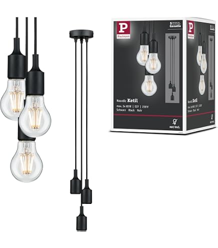 Paulmann 79757 Neordic Lampada a sospensione Kine max. 20 Watt nero plafoniera metallo apparecchio a sospensione E27
