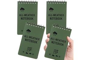 4pcs Waterproof Notebook, Mini Pocket Notepads, 3x5in All Weather Police Notepad, Mini Spiral Notepad 50 Sheets Notebooks Bulk with Lined Pages Pocket Notebook for Outdoor Activity Recording (GREEN1)