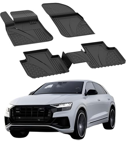 MOTOS Set rubberen vloermatten en koffermatten voor Audi Q8 vanaf 2018 Verbeter uw reiscomfort met anti-slip mat auto 3D- all-weather vloermatten auto, bescherming tegen vuil