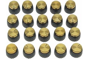 Dopro Lot de 20 boutons d'ampli de guitare noirs avec capuchon doré pour amplificateur Marshall