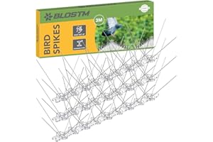 BLOSTM Taubenabwehr Spikes - Taubenspikes Edelstahl, Vogelschutz Spikes, Taubenschreck für Balkon Fenster, Zaun, Dach - Stoppt Krähen, Möwen, Eichhörnchen, Katzen - 3 Meter (12 Stück à 25 cm)