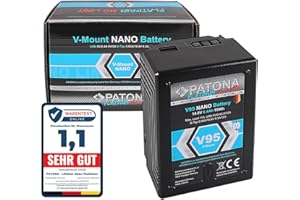 PATONA Platinum Nano V95 V-Mount Akku 95Wh, 14.8V, 6400mAh Ersatz für Sony DSR 600P, 650P, HDW-800P, PDW-850 mit P-Tap/D-Tap, USB-Ausgang, LED-Anzeige, Überladungsschutz