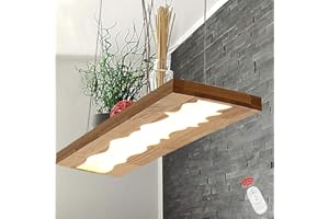 HYQJUNE LED Hängelampe Esstisch Pendelleuchte Holz Rustikal Dimmbar 36W Mit Fernbedienung Pendellampe Einfachheit Höhenverstellbar Hängeleuchte Esszimmer Kronleuchter Harz Wohnzimmer Arbeitszimmer Küche,Platz