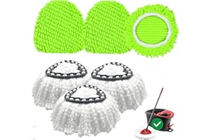 DRSUMLF 6 Pack Mop Heads Replacements for Vileda 1 Tank System,Triangle Spin Mop Refill Replace Head ,Microfiber & Chenille, Machine Washable and Safe for Cleaning All Hard-surfaced Floors