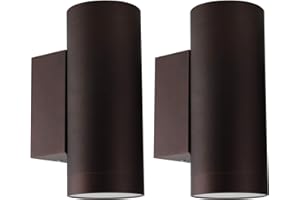 Klighten 2 Pezzi Applique da Parete Esterni IP65 Su Giù Lampada da Parete Applique da Esterno in Alluminio Moderna per giardino corridoio cortile, Attacco GU10, Lampadina non Inclusa, Bronzo