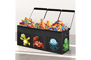 YOHOOLYO Toy Storage Box Kids Toy Chest Extra Large Foldable Toy Organiser Basket with Lids 106x35x40cm Toy Storage Trunk for Boys, Girls, Playroom, Nursery