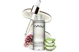 RAU Cosmetics Self Tanning Drops Self Tanner Face Serum 30 ml - Selbstbräuner Gesicht Tropfen mit Erythrulose, Dihydroxyaceton, Aloe Vera, Panthenol & Hyaluron für sanfte Bräune - Gesichtsbräuner
