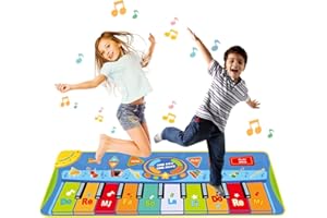 Funkprofi Piano Matte für Kinder, Tanzmatten Musikmatte Klaviermatte Keyboard Matten 10 Klaviertasten 8 Instrumente rutschfest Spielteppich für Jungen Mädchen 130 x 48 cm