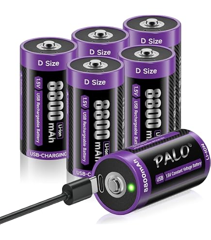 EBL D Batterie Ricaricabili ad Alta Capacità da 10000mAh 1.2V Ni-MH, D Torcia D HR20 Mono con Auto-Scarica Bassa, Confezione da 4 pezzi