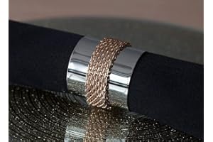 Decor Trader METAL NAPKIN RINGS WITH CHAIN BAND XMAS DINNER EVENTS WEDDING PACK OF 6 (Silver)