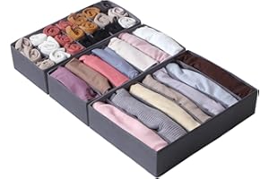 ORLISA 3er Set Schubladen Organizer Kompatibel mit MALM Kommode Schubladen Faltbare Aufbewahrungsboxen für Kleidung, BHs, Socken, Babykleidung Grau