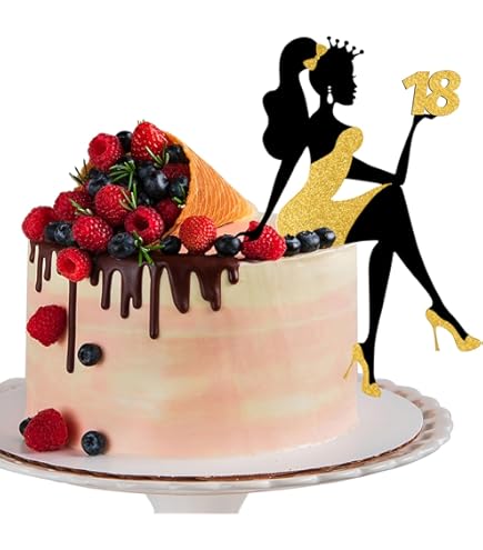 1 stuk zittend meisje taartdecoratie, 18e verjaardag cake