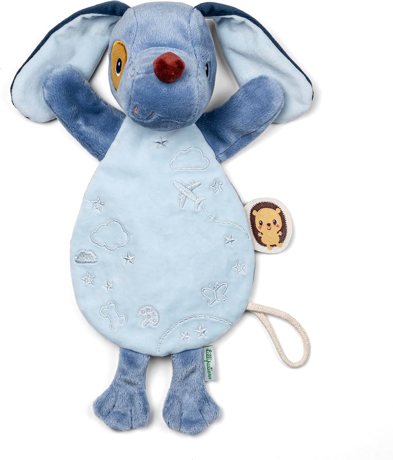 LILLIPUTIENS - Marioneta Peluche fosforescente – Jules Le Chien - Juguete Suave para un sueño Tranquilo - Hebilla para Chupete integrada - Regalo de Nacimiento Inteligente y Bonito - 83614