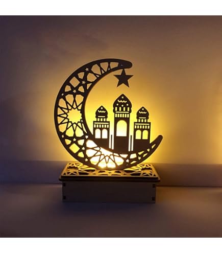 Hying Guirlande Lumineuse Ramadan En Forme De Lune Et D'étoiles Pour Décoration Murale De Fenêtre, Guirlande Lumineuse LED De 1,5 M Pour L'Aïd