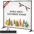 AKTOP 4x7-8x10 FT Extra Thick Backdrop Banner Stand, Heavy Duty Adjustable Step and Repeat Stand for Parties & Photography, Portable Trade Show Photo Booth Background with Carrying Bag