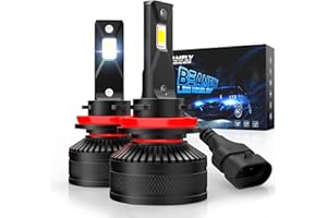 BEAMFLY Bombillas H11 LED 18000LM, H8 H9 Lampara Faros Delanteros Coche 110W, Kit de Conversión Halógena 12V, 6000K Luces Blancas, Negro