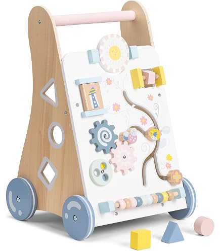 Camminatore In Legno 8 In 1 Per Bambini – Con Lavagna, Centro Attività E Selezione Forme