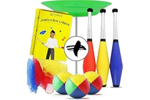 Diabolo Freizeitsport - Set de Jonglage pour Enfants et Adultes - Massues de Jonglage, Chiffons, Assiette, Balles de Jonglage et Baguette - Guide et Sac de Transport Inclus