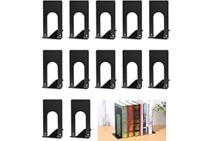 TESYEUX 6 Paires Serre Livre,Bookends,Cale Livre en Métal Rangement Livre Bloc Livre pour Étagère Presse Livre pour Enfants,la Maison,Bureau,Écoles et Maison,Librairie et Bibliothèque,NoirCD,(70x100x130 mm)
