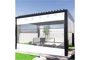 WZYJLyds Rideau extérieur Imperméable Clair Bâche Panneaux latéraux de pergola avec Porte zippée pour Serre, Patio, Pavillon, Personnalisable