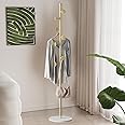 DAYONG Free-standing Coat Rack with Hooks, Multifunction Metal Clothes Garment Rack, Stand with Stable Round Base For Clothes,Bags,Hats,Scarves,Backpacks in Bedroom Entryway Hallway Office (Gold)
