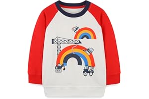 LANGUBABY Sudaderas Niño Dinosaurio Navidad Sweatshirt Manga Larga 100% Algodón Camiseta sin Capucha para Niños 1-7 Años