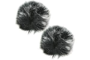 HAPPY WATCH Pare-Brise de Microphones de Lavalier,2 Pcs Manchon en Fourrure de Microphone Bruit de Filtre de Manchette Lavalier Douce Revers Micro Coupe-Vent Doux Artificial Fur Lapel Mic Wind Muff Windscreen