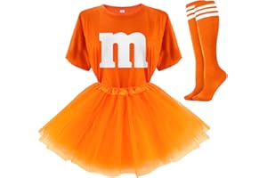 FONYFA Letter M Halloween Costumes Tutu Skirts,Women Team Group T-Shirt,Candy Costume for Halloween Christmas