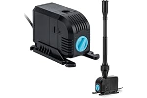 Teicher Teichpumpe FP-600 [8 W, 600l/h] Springbrunnen für Außen, Springbrunnenpumpe inkl. Aufsätze & Filter Schwamm | Teich, Miniteich, Wasserspiel, Fontänen, Bachlauf, Wasserfall Pumpe aussen klein