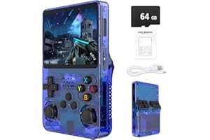 ZIKYNN R36S Retro Handheld Game Console with 3.5" IPS Display, 64/128GB and 21,000+ Classic Games, Open Source Linux System, Screen Portable Pocket Video Player (Blue-64G)