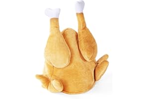 ARDFFA Funny Christmas Turkey Hat for Adults, Plush Thanksgiving Silly Novelty Xmas Headwear Cooked Christmas Chicken Hat for Holiday Parties, Festive Fancy Dress Costume Accessory