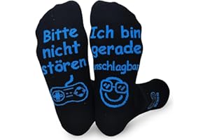 HUETIDE Lustige Socken Gaming Socken Gamer Coole Geschenk Happy Socks Mit Spruch Bitte Nicht Stören Ich Bin Gerade Unschlagbar eschenke für Für Zocker Männer Herren Frauen Damen Teenager Weihnachts Geburtstag