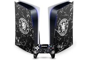 Head Case Designs Oficjalnie Licencjonowany Chelsea Football Club Czarny marmur Mieszane logo Skora Winylowa Naklejka Kompatybilny z Sony PlayStation 5 PS5 Disc Edition Console & DualSense Controller