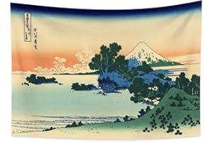 YONGFOTO Ukiyo-e gobelin ścienny 100 x 70 cm - 36 widoków - do zawieszenia na ścianie - plaża Shichiri w prowincji Sagami - Tradycyjny japoński krajobraz ścienny - Malarstwo w stylu Toyo