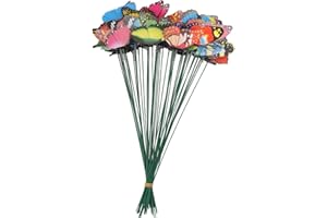 BOXWIZARD Schmetterlings-Pfähle, 50 Stück, 25,4 cm, Garten-Schmetterling-Ornamente, wasserdichte Schmetterlings-Dekorationen für drinnen und draußen, Hof, Terrasse, Pflanztopf, Blumenbeet, Heimdekoration