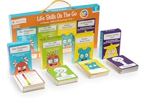 OPEN THE JOY Colourful Life Skills On The Go, Learn About Life Skills, Educational Flashards for Life Skills, Travelling Games for Kids, Ages 4+