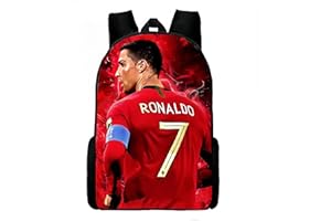 Umbrean Fußball-Rucksack mit Fußballstar-Motiv, Rot，Multifunktionale Reisetasche, geeignet für Studenten, Jugendliche und Fußballfan.