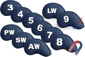 AXKAL Golf Iron Headcovers Magnetic Neoprene Printed Embroidered Numbers 11 Pack,Golf Iron Head Covers Club Protector Lightweight