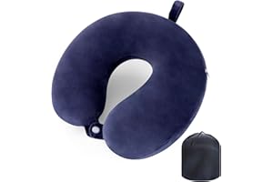 WENGX Travel Pillow Neck Pillow Memory Foam Travel Pillows Head Support Cushion for Airplane Train Car Office Travel Essential Flight Pillows for a Long Hauls Sleeping Rest (Navy Blue)