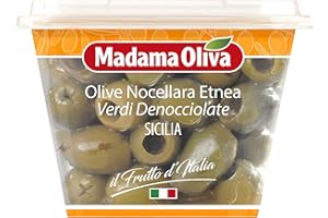 MADAMA OLIVA, Olive Nocellara Etnea Verdi Denocciolate, Ideali da Accompagnare con Formaggi Stagionati e Speziati, Antipasti e Salumi, 100% Made in Italy, 200 gr