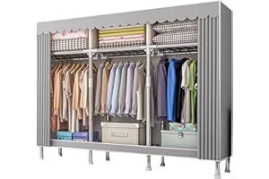 Dictstarst Armadio In Stoffa, Armadio Richiudibile Cabina Salvaspazio Guardaroba Non Tessuto Appendiabiti In Tessuto 168x46x173cm (Grigio)